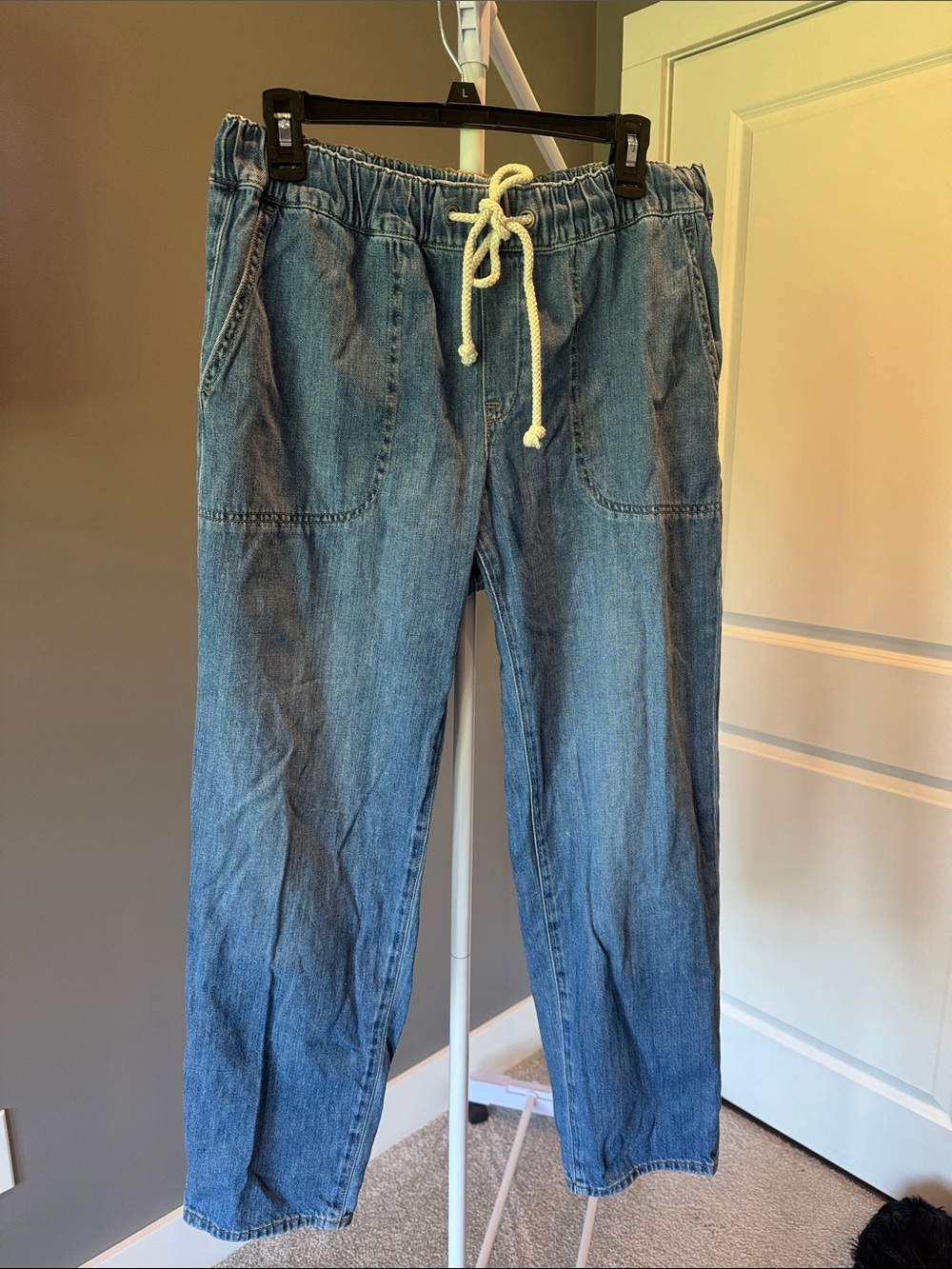 J Crew Blue Denim Jeans with Drawstring Waist